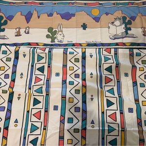 Vtg 1986 Sandra Boynton for Martex Santa Fe Style Curtains Rare Coyote & Rabbit